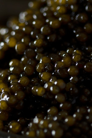 Black caviar. Close-up. Macro photography of delicacy. Background.の写真素材