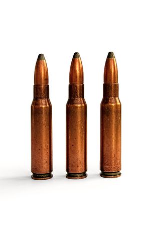 Three bullets for the carbine isolated on a white background