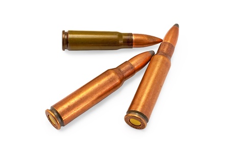 Different ammo for the automatic weapons is isolated on a white backgroundの写真素材