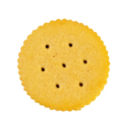 One cracker cookies isolated on white backgroundの写真素材