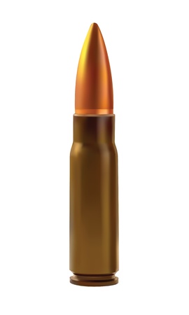 One cartridges for the automatic weapons isolated on a white backgroundの写真素材