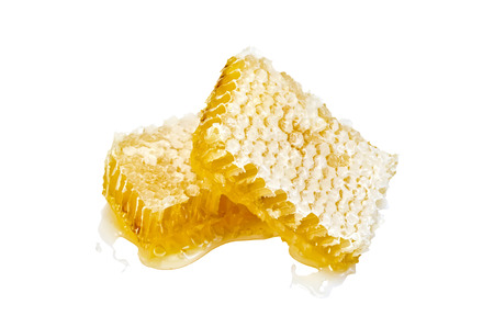 Honeycomb with fragrant honey isolated on white backgroundの写真素材
