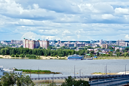 KAZAN, RUSSIA - JULY 26, 2014: River embankment. View from the Kazan Kremlin. Kazan, Republic of Tatarstan, Russia.のeditorial素材