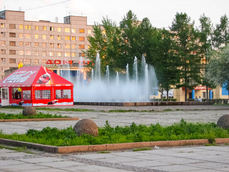 Krasnoyarsk, Russia - February 10, 2019: The city of Krasnoyarsk, View of the streets and architecture of the city.のeditorial素材