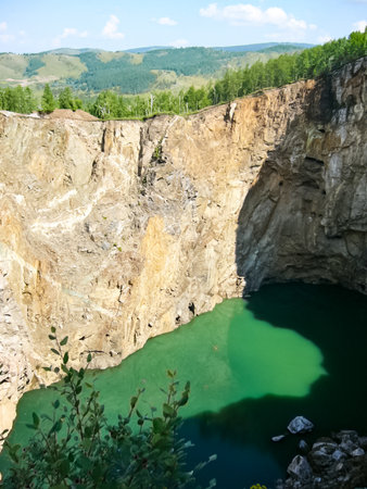 High river cliff in the backwater. The nature of Eastern Siberia.