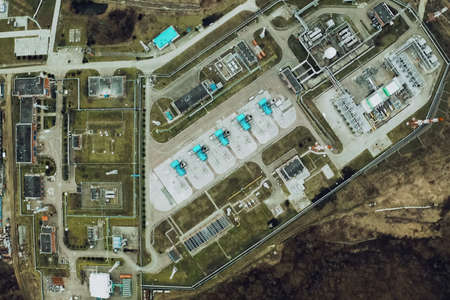 Gas compressor station. Natural gas treatment plant.