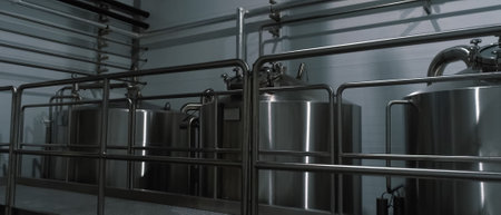 Brewery. Equipment for brewing malt and beer.の写真素材