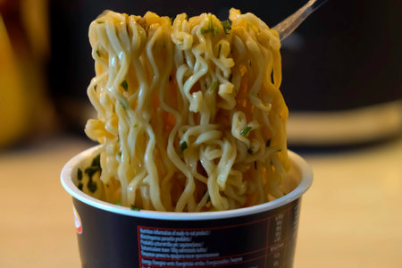 Instant noodles in a container.の写真素材