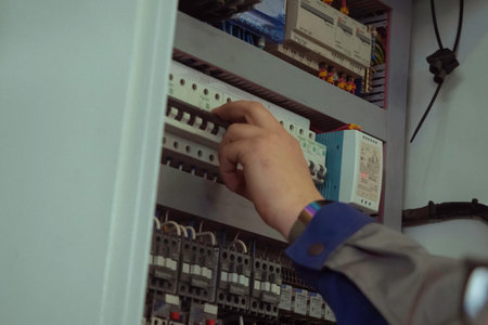 panel. Electrical control panel with switches and fuses.