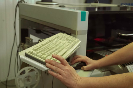 White classic keyboard and mouse. Industrial Computer Control
