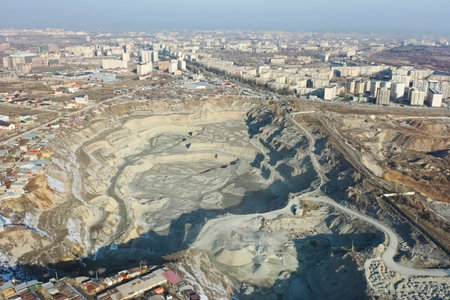 Industrial quarry near the city, mining