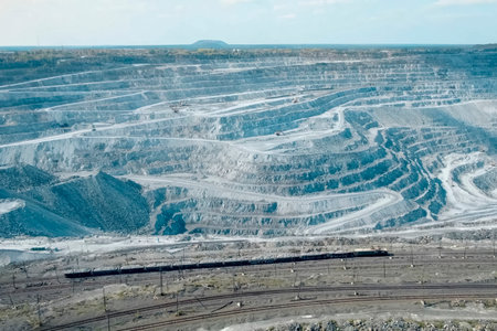 A view from above of a huge asbestos quarry, the mined