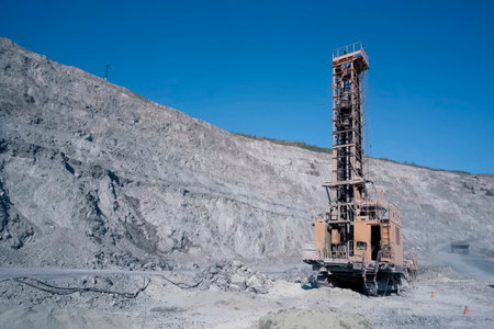 Drilling rig for drilling research wells in a quarry.