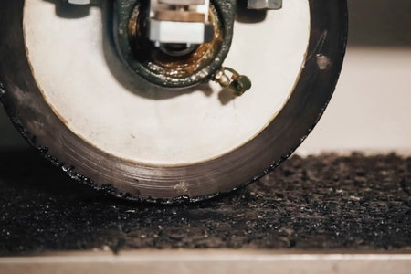 Preparation of asphalt from crushed stone and bitumen resin.の写真素材