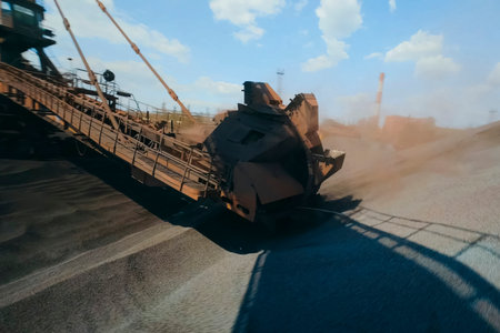 Bucket wheel excavator in industrial quarry, industrial equipment