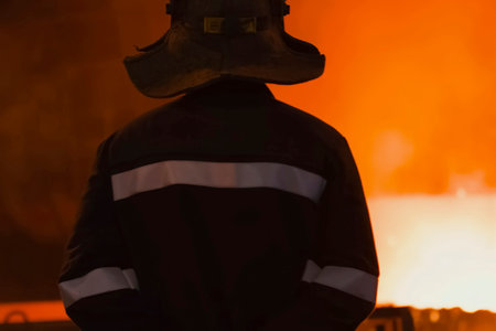 Blast furnace operator looking at molten steel