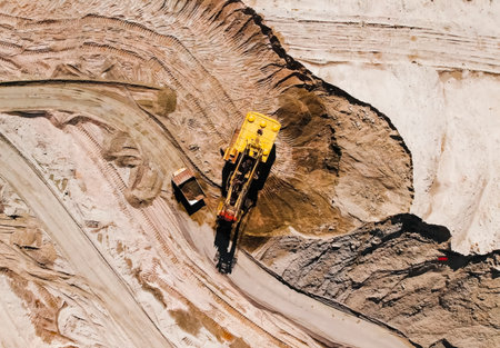 Machinery and equipment at a granite quarry.の写真素材