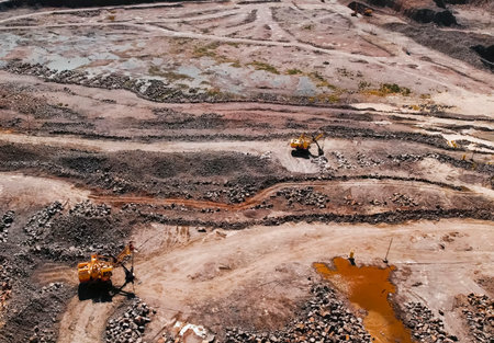 Granite quarry, rock working top view