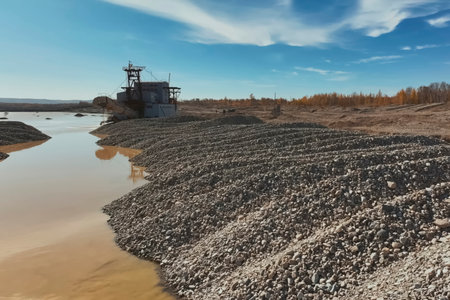 Heaps of ground rubble at a mine