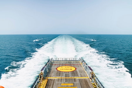 Helipad on an offshore oil drilling platform.の写真素材