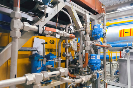 Pipelines and equipment at a liquefied natural gas plant