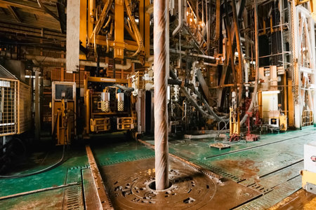 Equipment for drilling on an offshore oil platform.の写真素材