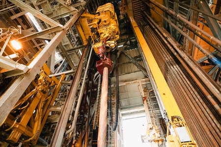 Equipment for drilling on an offshore oil platform.の写真素材