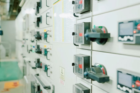 Instrumentation and control equipment and panels of an oil drilling platform.の写真素材