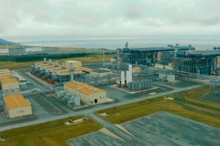 Liquefied natural gas plant in the Sakhalin industrial port.