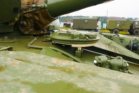 T-72 tank testing at proving ground, overall view with hull and turret details.