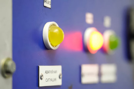 Warning Lights on LNG Station Dashboardの写真素材