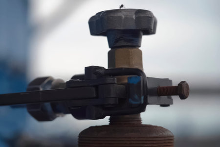 Oxygen station line, cylinders, taps and oxygen lineの写真素材