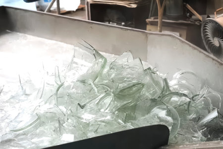 Recycling broken glass for recycling.の写真素材