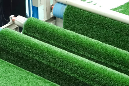 Green Carpet - Lawn On Loom, Synthetic Carpet Fabric For Stadiumの写真素材