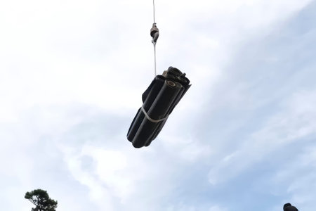 Moving to a height using a rope and a lift, a roll of waterproofing roofing rod and wooden bars.