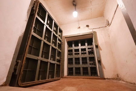 Doors to the bunker, inside view of the door.