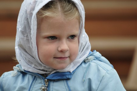 The Russian girl in a kerchiefの写真素材