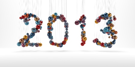 New year 2013 made of christmass balls isolatedの写真素材