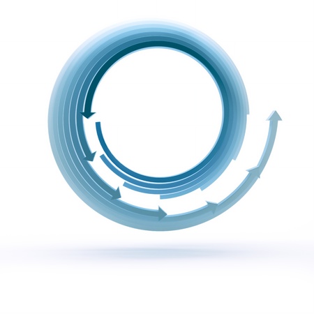 Blue arrow circlesの写真素材