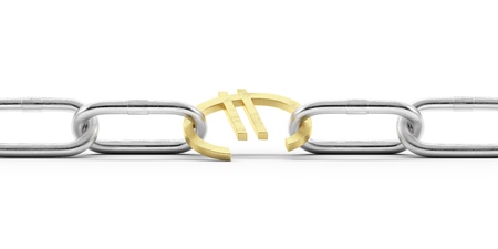 Euro currency symbol in chains の写真素材