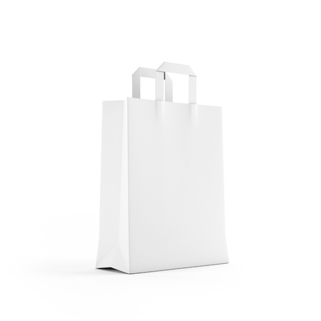 White paper bag isolated on whiteの写真素材