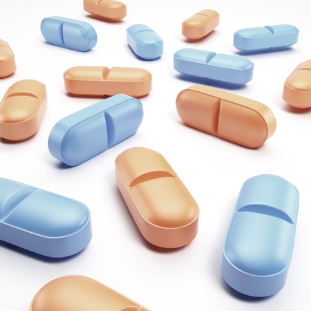 Color pills on white backgroundの写真素材