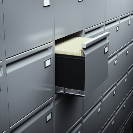 File cabinet with documents の写真素材