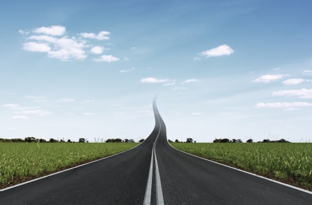 Road to the sky isolated on a white backgroundの写真素材