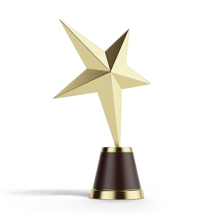 Gold Star Award isolated on a white backgroundの写真素材