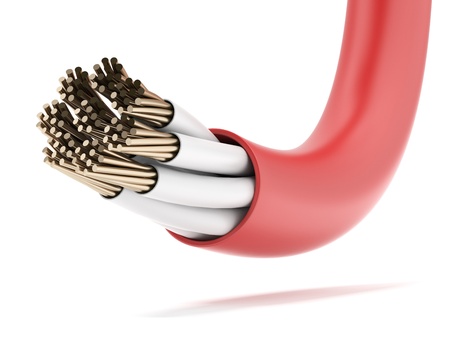 Red Electrical Cable isolated on a white background
