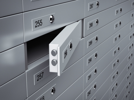 3d render of metal Open safety boxes の写真素材