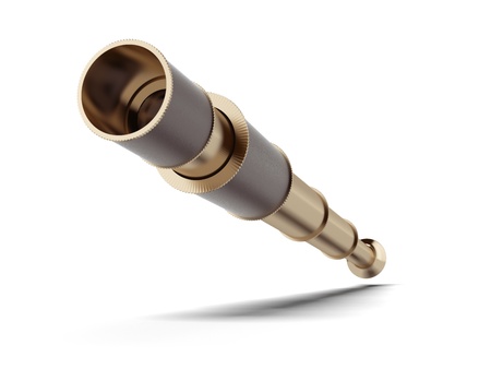 Golden spyglass isolated on a white background