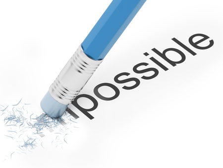 Impossible to possible isolated on a white background