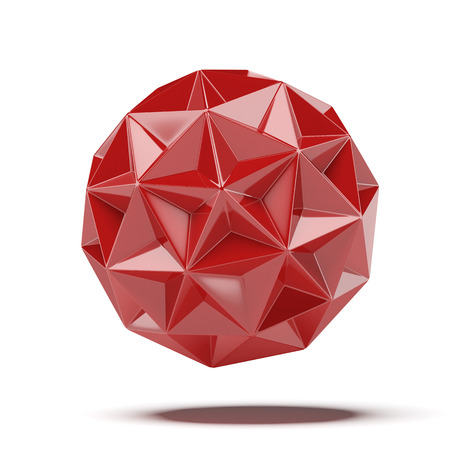 Abstract red geosphere isolated on a white backgroundの写真素材